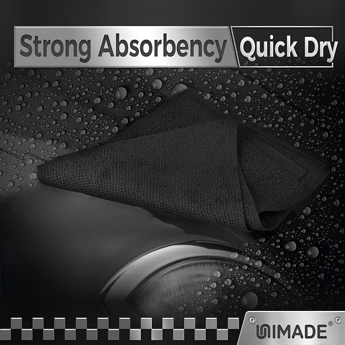 UNIMADE Microfiber Cleaning Cloth, 24 Pack Reusable Microfiber Towels for Cars Lint Free Cleaning Shop Towel Rags for Home Kitchen Automotive Bar Mechanic Restaurant Garage, 11"x 12", Grey