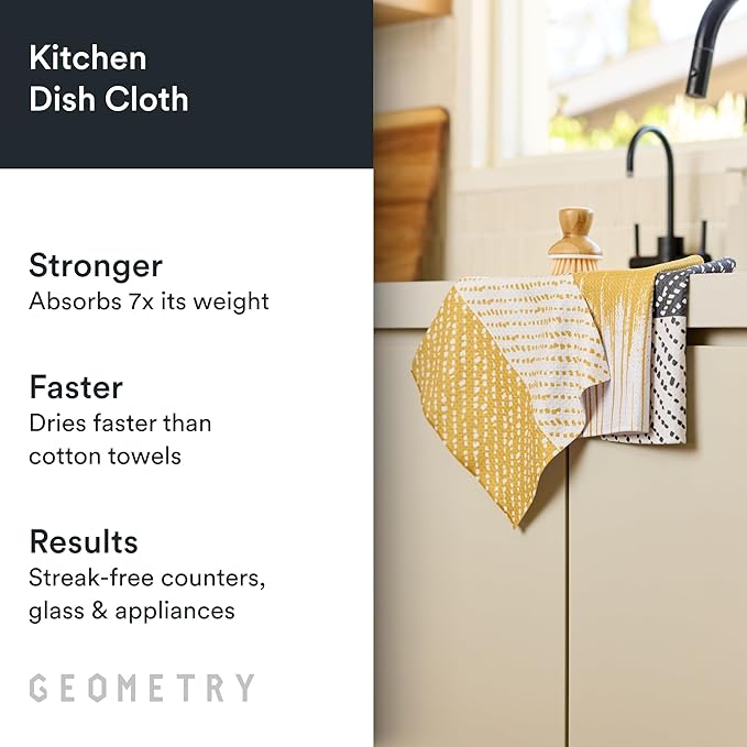 GEOMETRY Kitchen Dish Cloths - Quick Dry Dishcloths for Kitchen - Premium Dish Rags with Geoweave - 3-Pack Set This and That