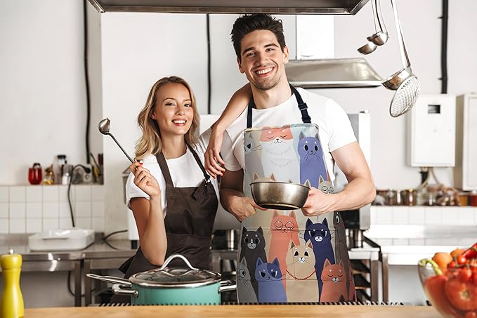 ZiQilin Adjustable Waterproof Kitchen Apron for Women with 2 Pockets Cooking Chef Apron Gardening Funny BBQ Aprons for Men
