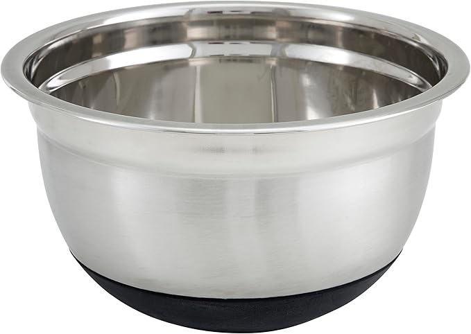 Winco Mixing Bowl with Silicon Base, 5-Quart, Stainless Steel, Black