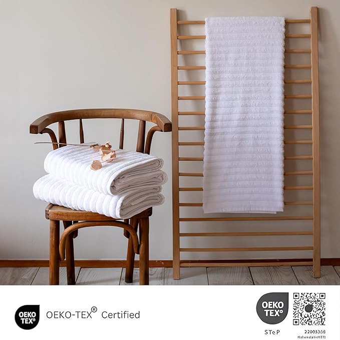 Classic Turkish Towels CTT - Luxury 3 Piece Jumbo Bath Sheets, 100% Turkish Cotton, Absorbent & Ultra Comfy Bath Towel Sheets for Hotels & Spa | 40"x65" (White)