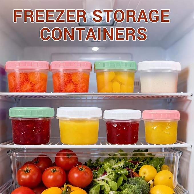DEMORA 6 oz Small Plastic Containers with Twist on Lids [20 Sets], Stackable Little Food Storage Containers for Snack Lunch Meal Prep Salad Dressings, Freezer/Microwave/Dishwasher Safe, BPA Free