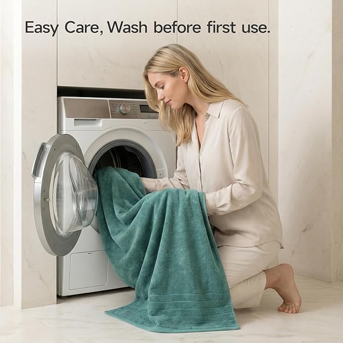 REDKISS 2 Pack 100% Cotton Thick Extra Large Bath Towels 35 X 70 Inches, Quick Dry, Ultra Soft & Highly Absorbent Blue Bathroom Towel Sets for Bathroom, Gym, Spa, Pool & Hotel