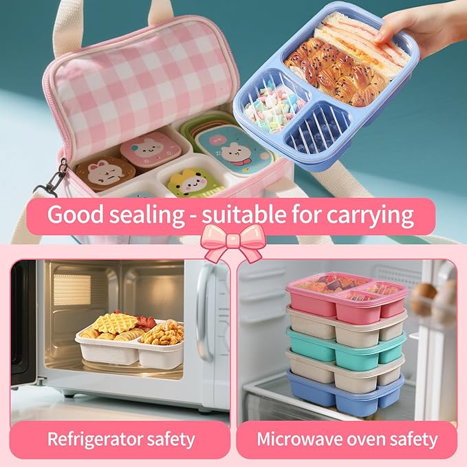 Lunch box meal prep containers snack containers-bento box food storage containers with lids snackle box container bento box adult salad container for lunch reusable for Work - Camping