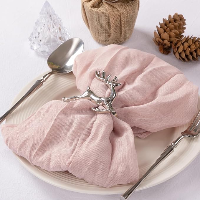 MLMC 40 Pack Cheesecloth Napkins Bulk Dusty Pink Dinner Cloth Napkins 21"x21" Boho Reusable Napkins in Bulk for Bridal Shower Baby Shower Events Table Decor