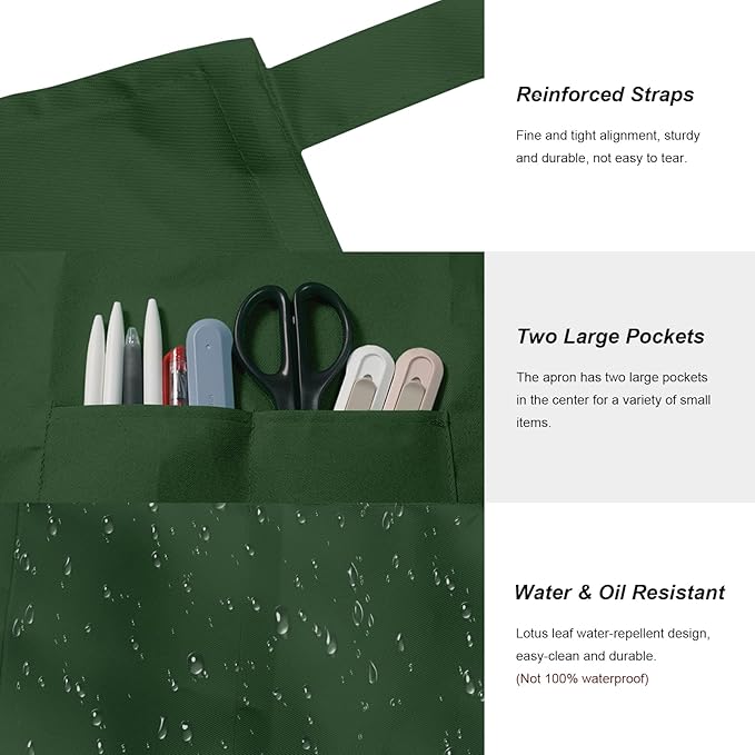 15 Pcs Adult Aprons Bulk with Pockets Adjustable Bib Chef Apron for Women Men Painting Cooking Crafting (S/L)
