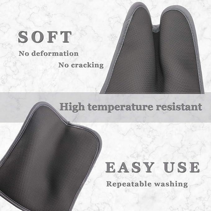 2Pcs Cotton and Neoprene Oven Pads Pot Holders with Pocket 8"x8.5" Dual-Function Hot Pad Set for Finger Hand Wrist Protection Heat Resistant to 428°F,Gray