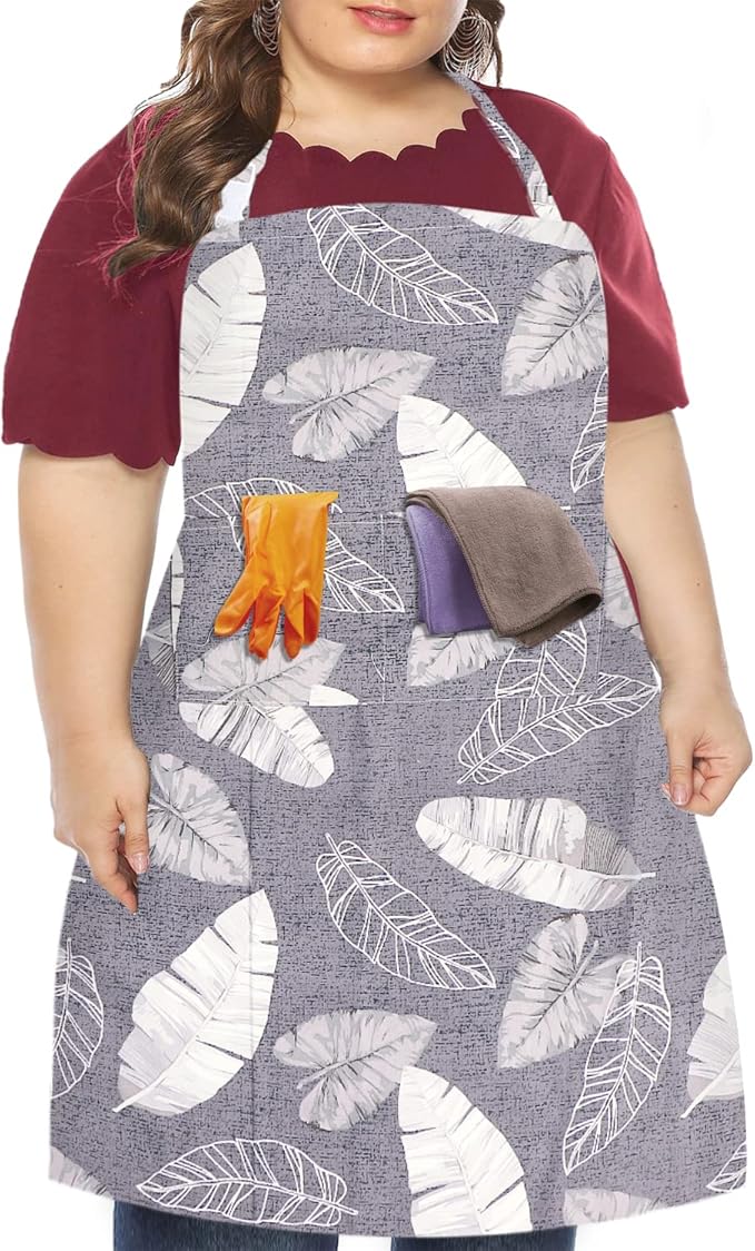 LOLOMLO Oversize Canvas Cotton Apron, Extra Large Aprons with Long Strap, Adjustable Neck Tear Resistant Plus Size aprons