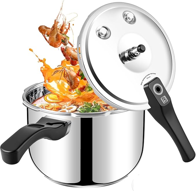 8QT Stainless Steel Pressure Cooker, Heavy Duty Food Grade 304 Pressure Canner with Safety Valve & Heat-Resistant Handle, Compatible with All Stovetops for Home Cooking & Canning
