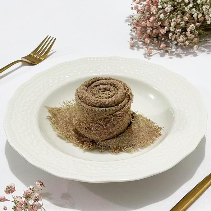 24Pack Coffee Cloth Napkins 17x17Inch Coffee Napkins Cloth with Fringe Soft Cotton Cloth Napkins Washable Rustic Dinner Napkins Cloth for Wedding Party Dinner Table
