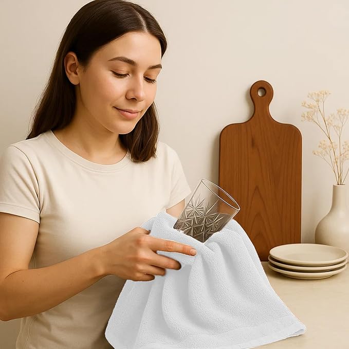 DAN RIVER Kitchen Bar Mops,Pack of 12,16 by 19 Inches,100% Cotton Super Absorbent,Multi-Purpose Cleaning Towels for Home and Kitchen Bars-White