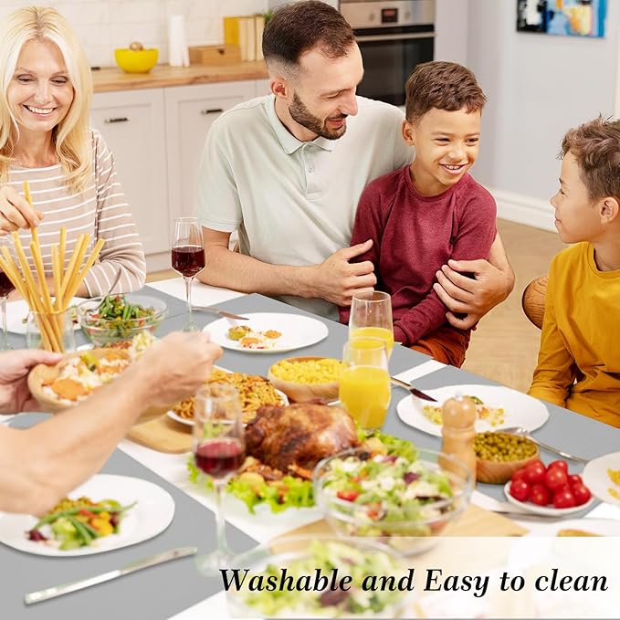 Placemats Set of 4, Heat Resistant Placemats Wrinkle Free Place Mats for Dining Table, Cotton Linen Table Mats for Indoor & Outdoor, 12x18 inch (Grey)