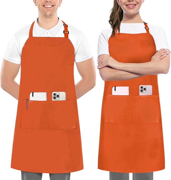 Utopia Kitchen 2 Pack Bib Apron, Adjustable with 2 Pockets, Water and Oil Resistant, Cooking Kitchen Chef Apron for Women Men
