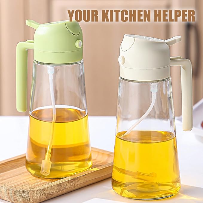2 in 1 Oil Dispenser and Oil Sprayer,Oil Dispenser for Kitchen Spray,470ml Olive Oil Bottle,Cooking, Kitchen, Salad, Deep frying, Vinegar, Barbecue Spray Bottle (black)
