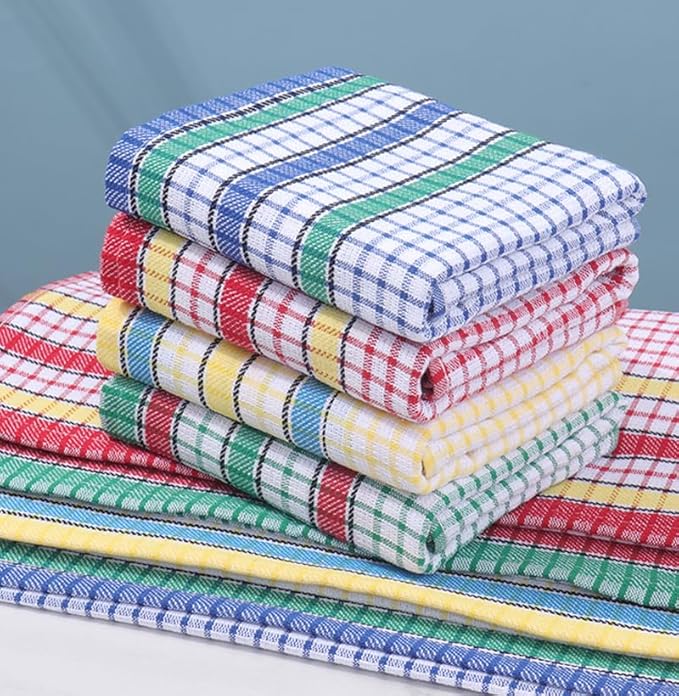 4PCS Large Kitchen Dish Towels, 17 Inch x 27 Inch Absorbent Cotton Kitchen Towels Bulk, Colorful Tea Towel for Washing Drying Dishes, Household Hand Towel, Multicolor