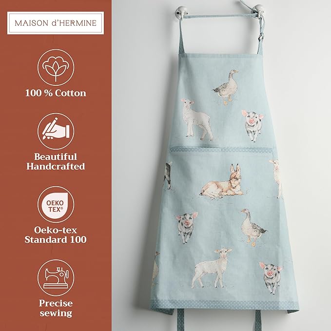 Maison d' Hermine 100% Cotton Apron for women with Pocket Kitchen Chef Apron for Men Cooking Mothers Day Gifts