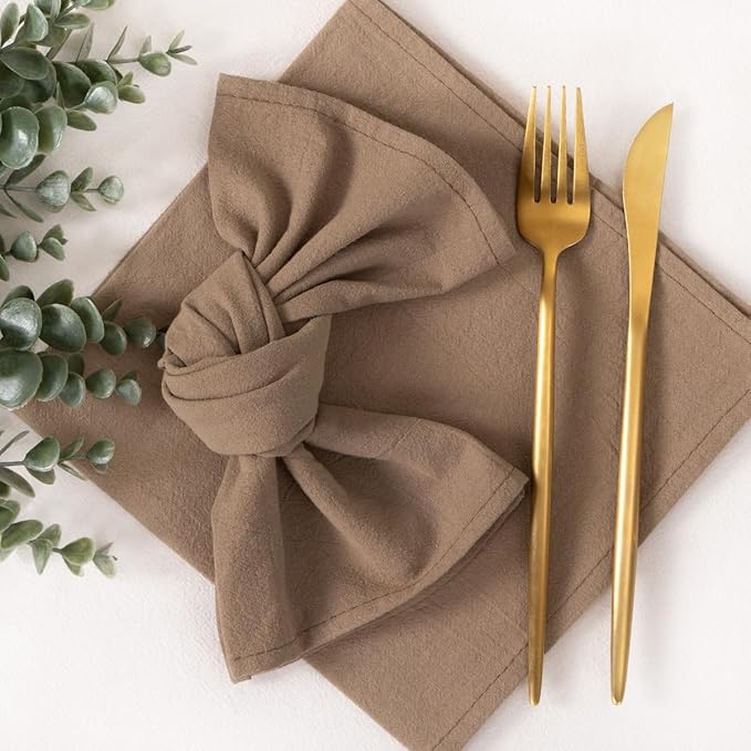 Socomi Cloth Napkins Nude Fall Thanksgiving Washable Reusable Bulk Linen Cotton Napkins Set of 10 17"x17" for Wedding Party Bridal Baby Shower Birthday Dining Table Decorations