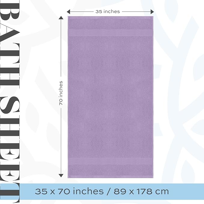 White Classic Luxury Soft Bath Sheet Towels - 650 GSM Cotton Luxury Bath Towels Extra Large 35x70 | Highly Absorbent and Quick Dry | Hotel Quality Extra Large Bath Towels Oversized, Lavender, 2 Pack