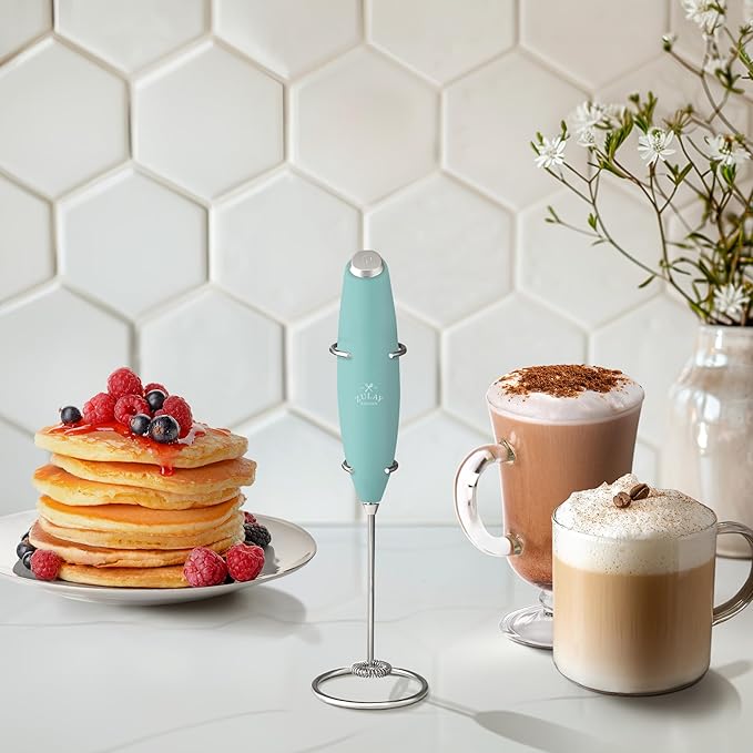 Zulay Kitchen Powerful Milk Frother Wand With 4 AA Duracell Batteries - Ultra Fast Handheld Drink Mixer - Electric Whisk Foam Maker for Coffee, Lattes, Cappuccino, Matcha & Creamer - Fresh Mint