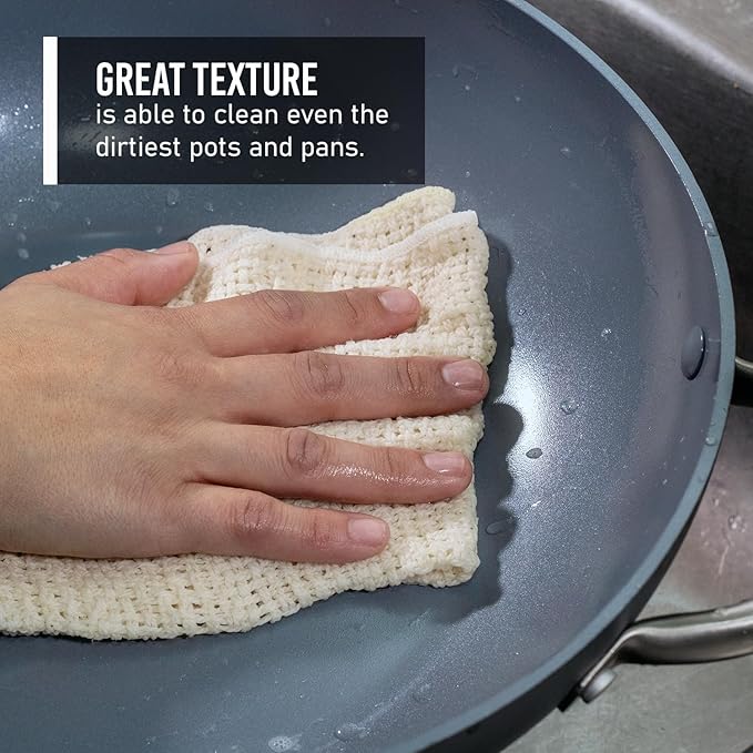 Old Fashion 100% Cotton Dishcloths - Set of 4 Mixed Colors - 2 Blue/2 Natural -11" x 11"