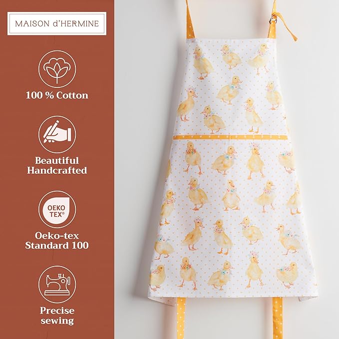 Maison d' Hermine 100% Cotton Apron for women with Pocket Kitchen Chef Apron for Men Cooking Mothers Day Gifts