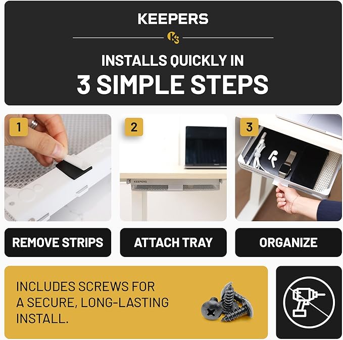 Keepers - Organizer for Home, Kitchen, Bathroom, RV, Small Spaces - Storage Organizers - Compact Metal Basket - Under Cabinet Holder - Easy Install - Holds Strong - Fits in 11x10x2in - White