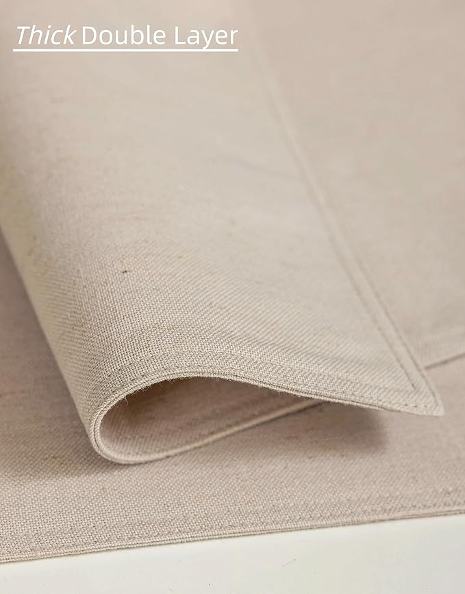 Linen Table Placemats Set of 12 Washable Neutral Beige Dinner Table Mats Modern Farmhouse Rustic Dining Room Decor Heat Resistant Water Repellent 12x18 Inch