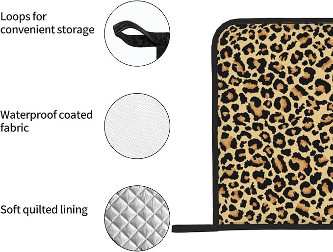 Pot Holders 2PCS Brown Leopard Print, Animal Skin Potholder for Kitchen Heat Resistant Microwave Cooking Baking Oven End Dishes and BBQ