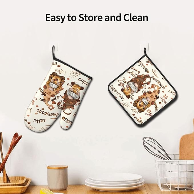Funny Pink Cute Cats Oven Mitts and Pot Holders Heat Resistant Oven Mitts Safe for Baking Cooking BBQ