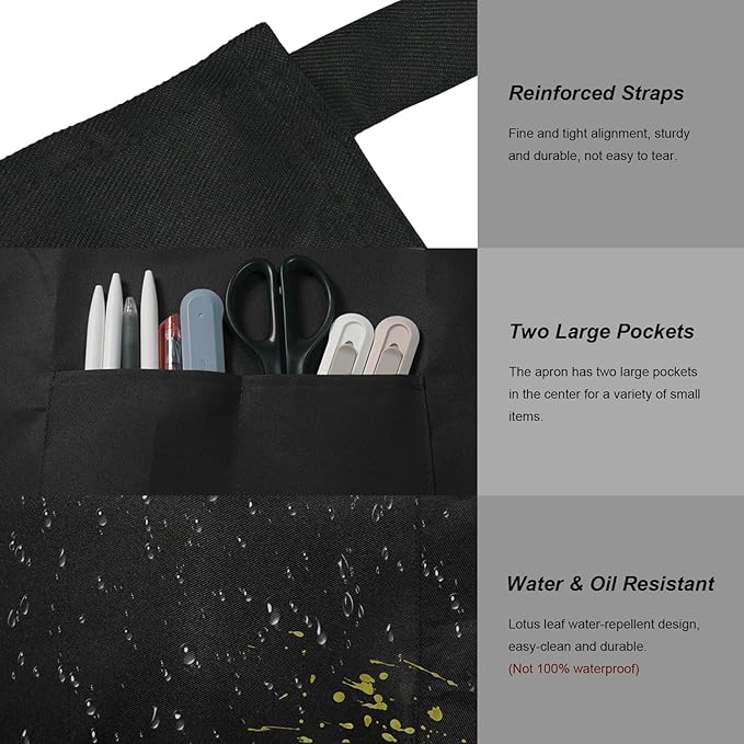 15 Pcs Adult Aprons Bulk with Pockets Adjustable Bib Chef Apron for Women Men Painting Cooking Crafting (S/L)