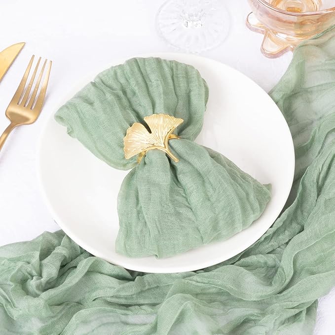 DeZerlor 20 Pack Sage Green Cheesecloth Napkins Spring Cloth Napkins Set of 20 Sage Dinner Napkins Bulk 21x21 Inches for Wedding Bridal Shower Baby Shower Parties