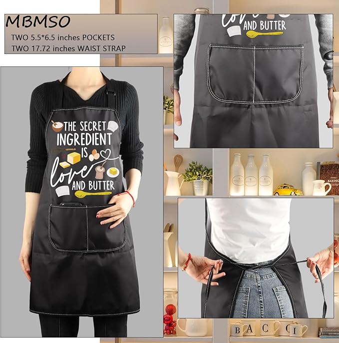 MBMSO Baking Apron the Secret Ingredient is Always Love Apron Baker Gifts Baking Cooking Gifts for Bake Lover Kitchen Apron