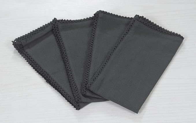 ACCENTHOME Grey Cloth Napkins Set of 6 18x18 inch Cotton Dinner Napkins - Washable Soft Premium Hotel Quality Reusable Napkins Perfect Table Napkins for Family Dinners, Weddings & Everyday Use