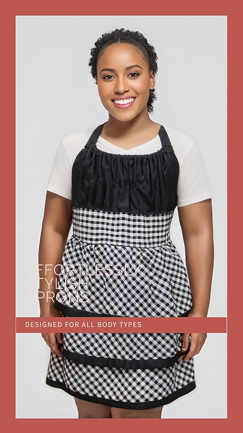 Lovely Flower Pattern Retro Aprons With Large Pockets for Women Girls Cooking Kitchen Bakery Mother's Gift