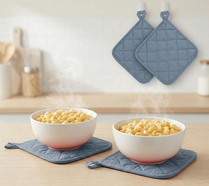 Lobyn Value Packs Economical Lightweight Bulk Potholders Ten (10) Pack Everyday Quality 6.5" Square Perfect for Craft Projects Sky Blue