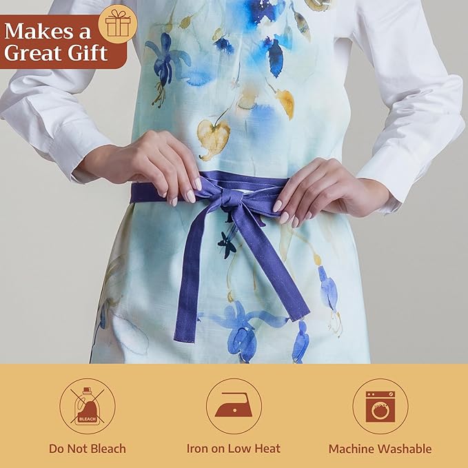 Maison d' Hermine 100% Cotton Apron for women with Pocket Kitchen Chef Apron for Men Cooking Mothers Day Gifts
