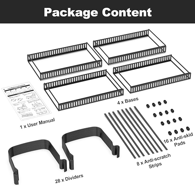 Housolution 2 Pack Baking and Cookie Sheet Organizer, 12"-23" Expandable Cutting Board Rack with 14 Adjustable Dividers, Bakeware Tray Muffin Pan Storage Organizer for Cabinet, Black