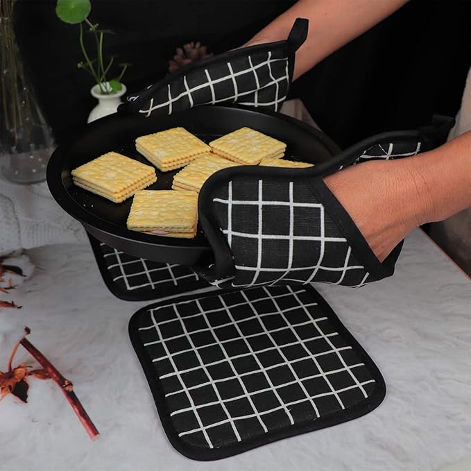 Heat Resistant Potholders Hot Pads-6 Kitchen Pot Holders Set with 2 Pan Hot Handle Holders Trivet for Cooking and Baking,with Recycled Infill Terrycloth Lining(Mixed,8 Piece)