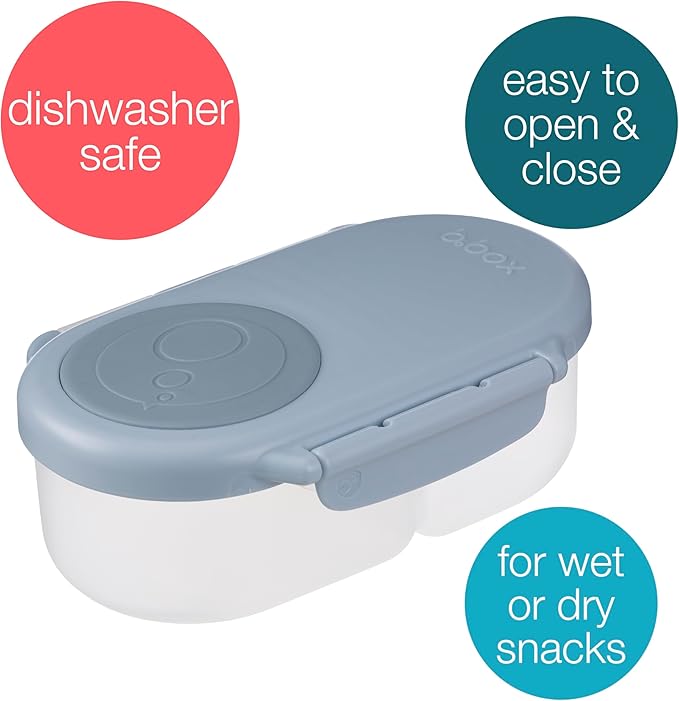 b.box Snack Box - Leakproof Mini Bento Box for Kids & Toddlers, 2 Compartment Snack Containers for Kids, Lunch Containers, Dishwasher Safe, BPA Free, PFAS Free, Ages 4m+, 1 3/4 Cup - Chill Out