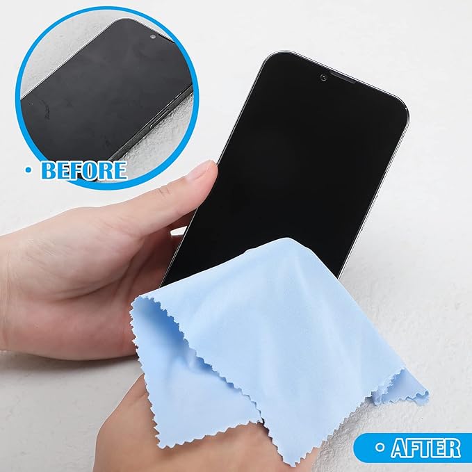 Fabbay 200 Pcs Microfiber Cleaning Cloths for Glasses, 7 x 6 Inch Screen Microfiber Cloths, Lens Wipes for Eyeglasses Smart Phones Laptops Tablets Lens LCD Camera TV Screens (Red, Yellow, Green, Blue)
