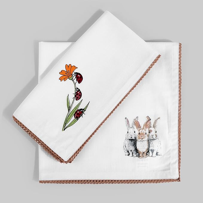 FINGERCRAFT Cloth Napkins, Set of 4 Cotton Linen Blend Printed Dinner Napkins Cloth Mitered Corner Perfect for Parties Dinners Weddings Cocktail Christmas Easter 20x20 in Multi Animal Print