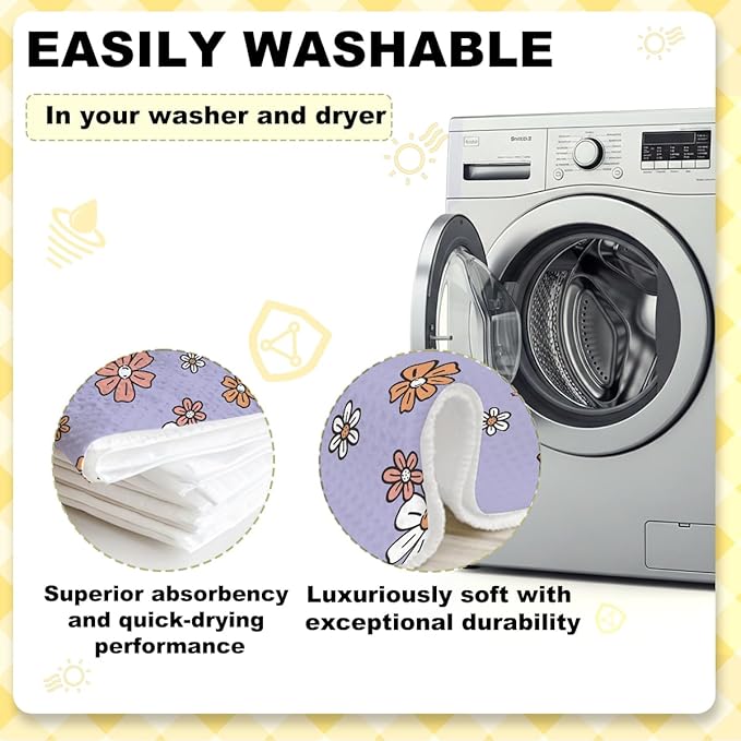 ZHAMEN 3 Pcs Halloween Themed Kitchen Towels, Pumpkin Decorative Absorbent Microfiber Dish Cloth Tea Towel, Floral Waffle Soft Hand Towels for Farmhouse Home Bathroom