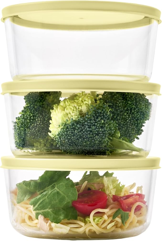 DURA LIVING 6-Piece Glass Food Storage Containers Set (3 Containers + 3 BPA-Free Lids) | 4-Cup, Leakproof | Microwave, Freezer, Oven & Dishwasher Safe | Ideal for Meal Prep & Pantry Organization