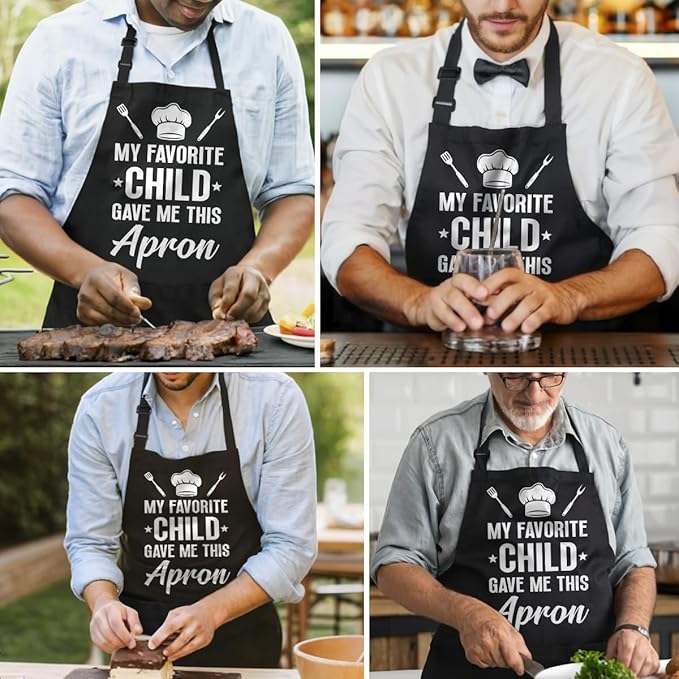 SANDJEST Funny Apron for Dad - Birthday Father’s Day Cooking Grilling Gifts for Mens