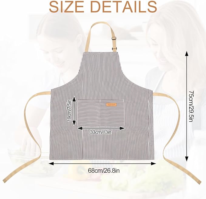 VALOME 2 Pack Kitchen Aprons, Apron for Cooking with 2 Pockets, Unisex Adjustable Neck Strap Chef Aprons for Men Women