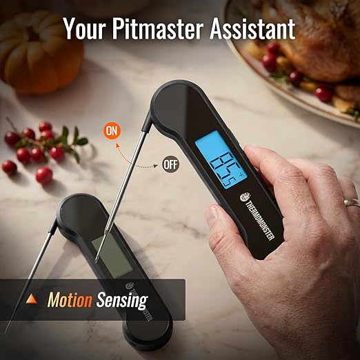 0.5 Sec Instant Read Meat Thermometer Digital with ±0.5℉ Precision, Food Thermometer for Cooking Kitchen Gadgets, Oven Grill Candy BBQ Essentials Accessories, Gifts for Him Dad Men Birthday, Black