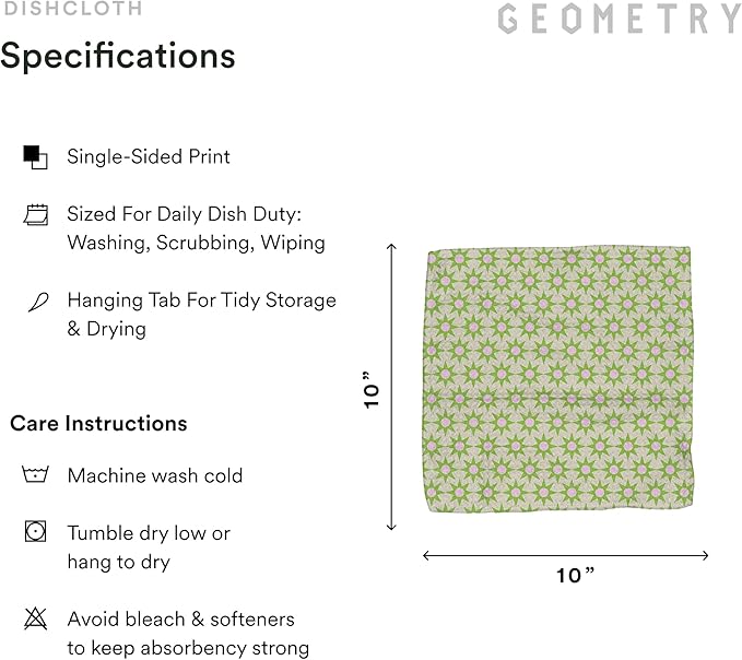 GEOMETRY Kitchen Dish Cloths - Spring & Summer Collection - Premium Dishcloths with Geoweave - Absorbent & Fast Drying Kitchen Towels - Paradise, 10" x 10" - 3-Pack