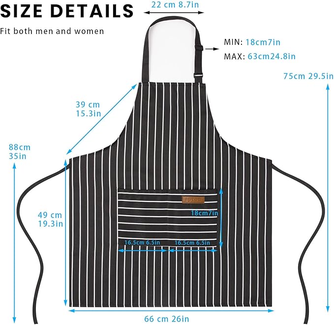BeLuyi 2 Pack Adjustable Bib Apron with 2 Pockets Chef Cooking Kitchen Restaurant Aprons for Women Men