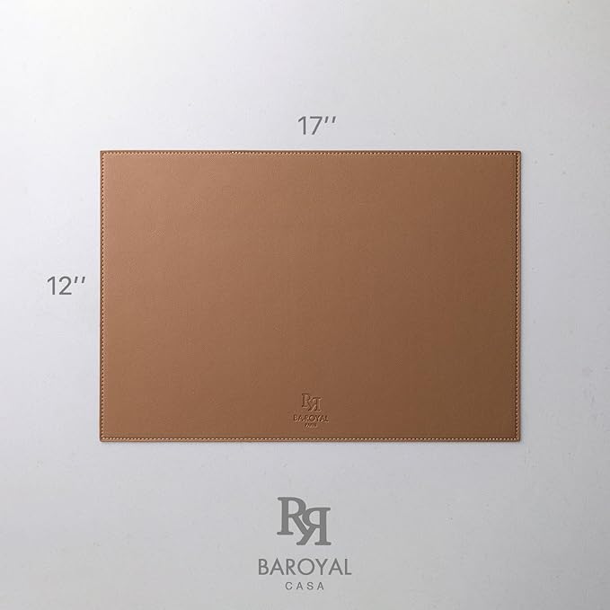 Faux Leather Placemats Set of 8 Vinyl Washable Wipeable Table Mats for Kitchen Dining Table Heat Resistant Waterproof Indoor/Outdoor Placemats Non-Slip Easy Clean Place Mats (British Khaki)