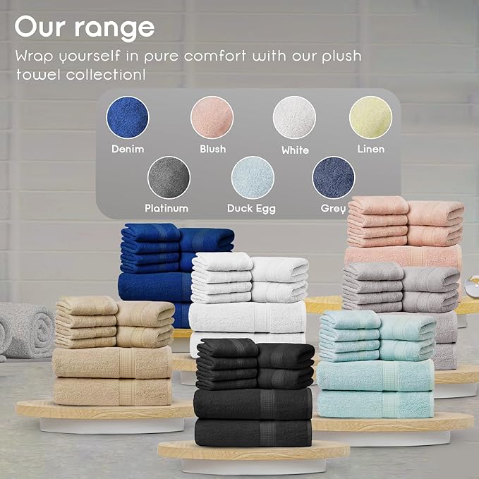 Ariv Towels Pack of 8, Premium Cotton Towel Set (2 Bath Towels + 2 Hand Towels + 4 Washcloths), Large, Super Soft, Quick Dry, Highly Absorbent for Home, Bathroom, Gym, Hotel & Spa - Plantinum